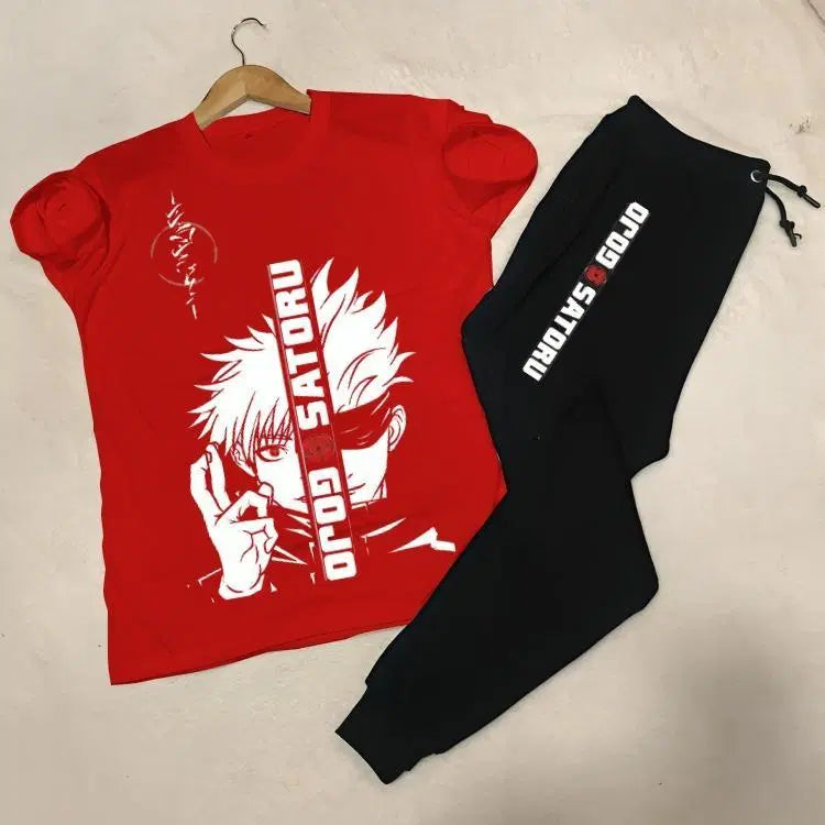2 Pcs Men's Gojo Saturo Printed Track Suit