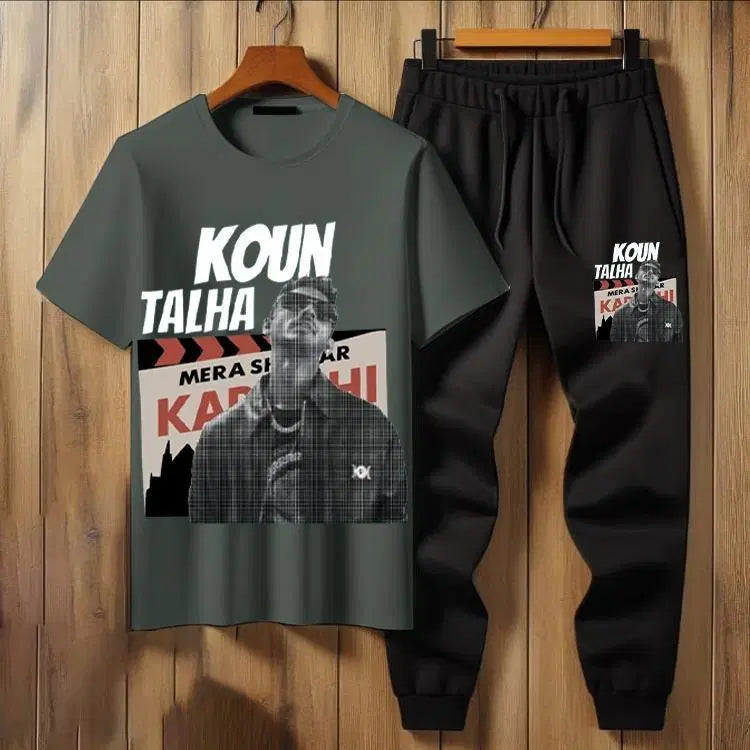 2 Pcs Men's Talha Anjum Printed Track Suit