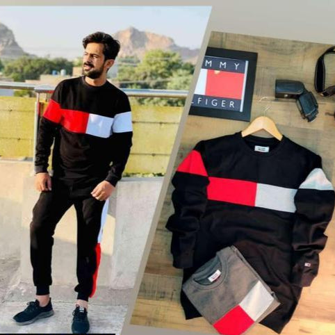 2 Pcs Men's Stitched Polyester Printed Track Suit